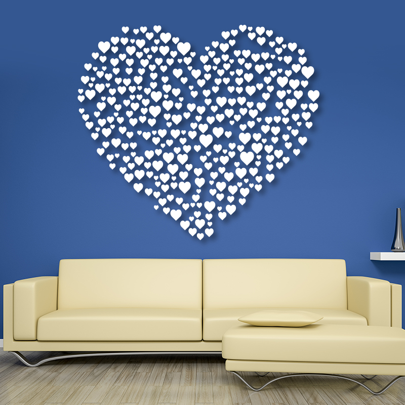 Post it Heart Wall Decals Blue & White Heart Wall Decals
