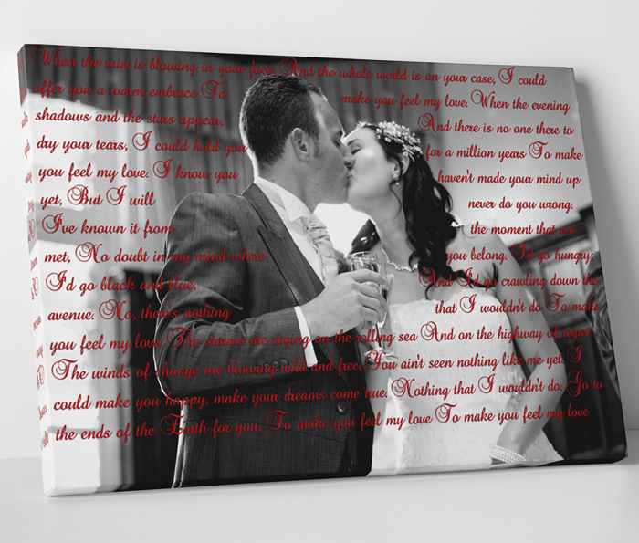 Lyrics on Canvas on Couples wedding photo Lyrics on Canvas on Couples wedding photo
