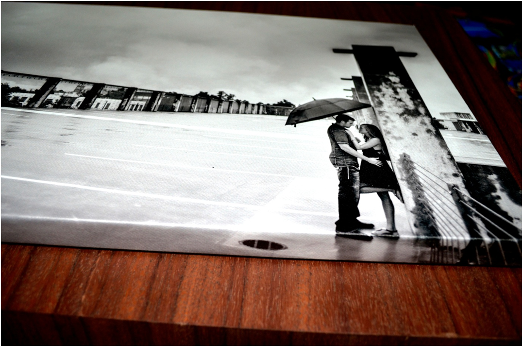 Couple picture printed on canvas with Thin Frame Option