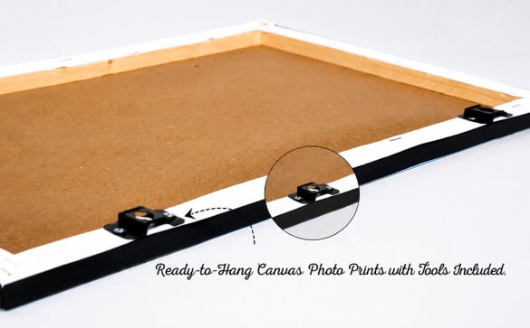 Ready-to-hang canvas photo prints with mounting hardware included