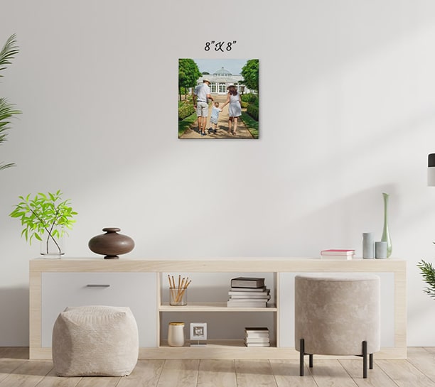 Square canvas prints room view