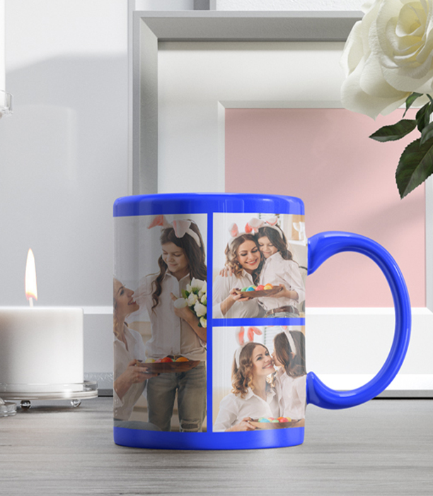 Blue Collage Photo Mug