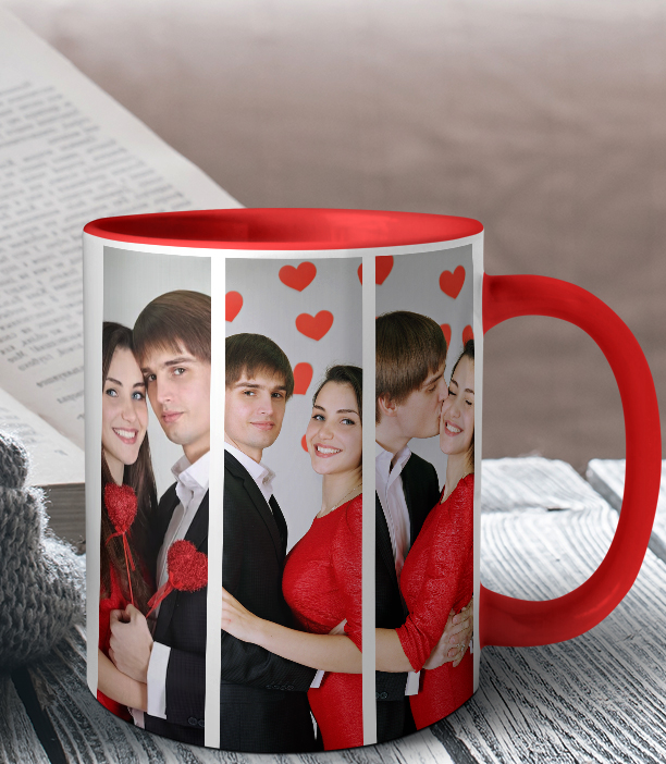 Red Collage Photo Mug