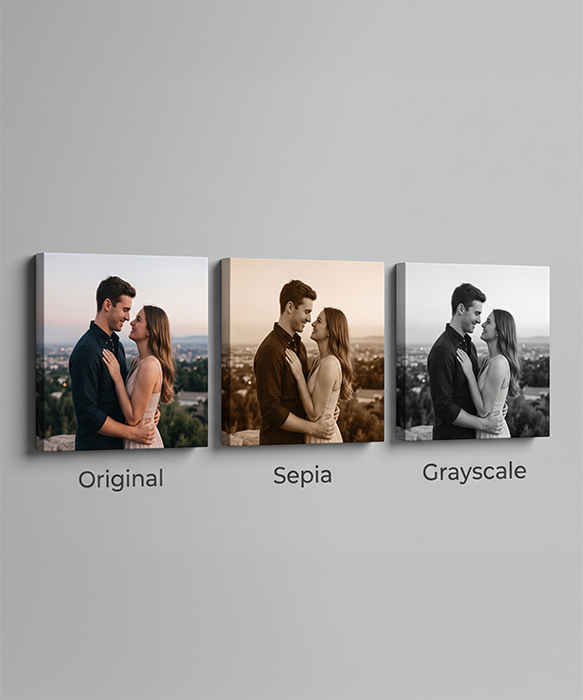 Color filter options for large canvas prints